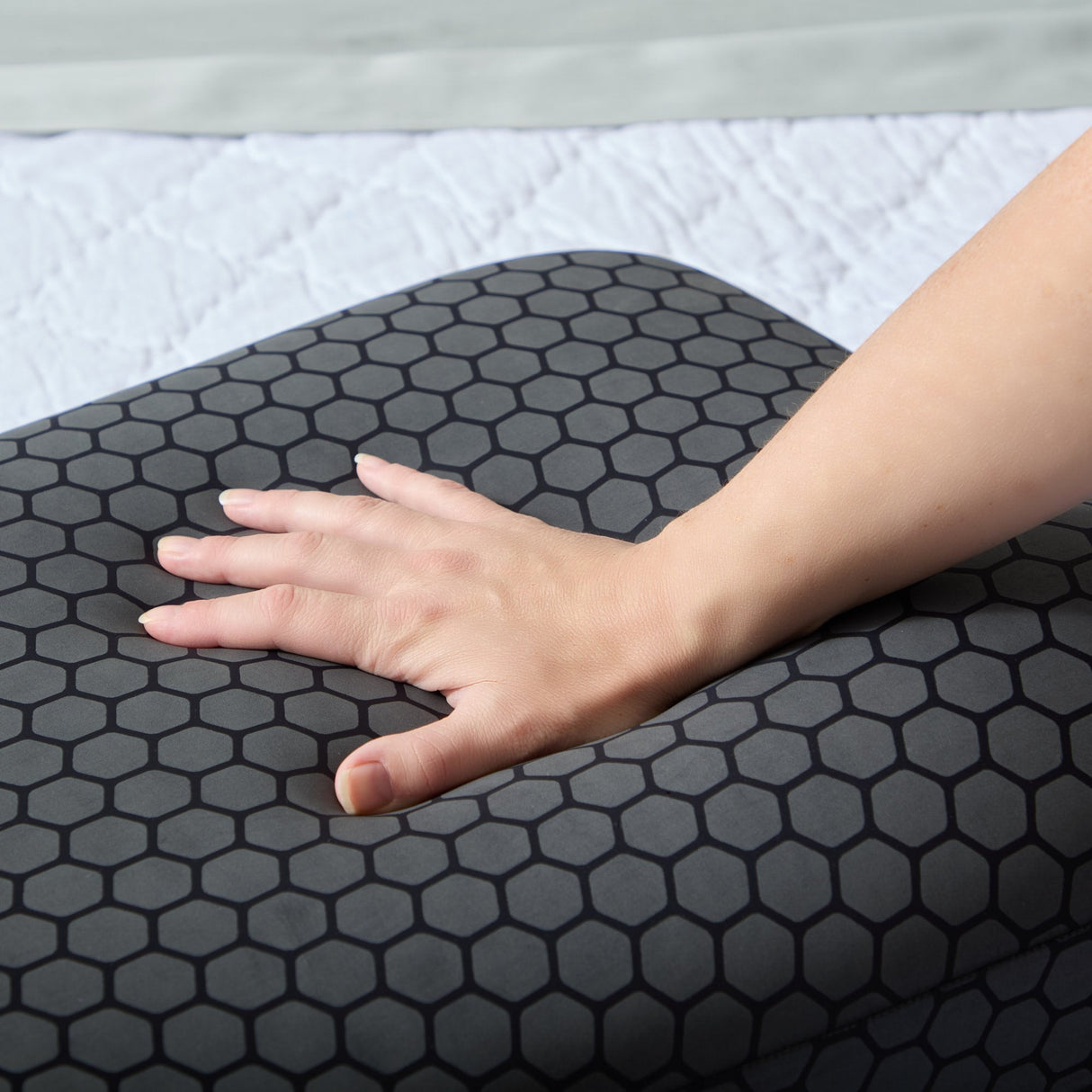 HexCurve Black Queen Pillow by Malouf at Eve Furniture