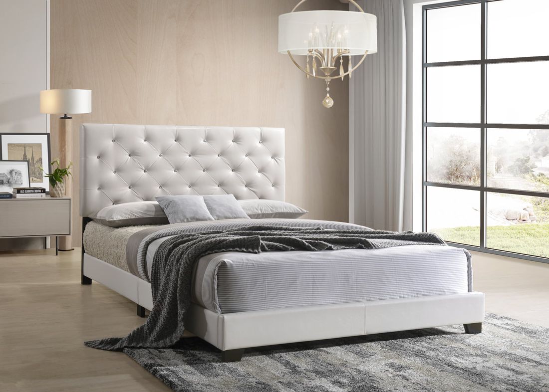 Nelly White Queen Panel Bed by Happy Homes at Eve Furniture