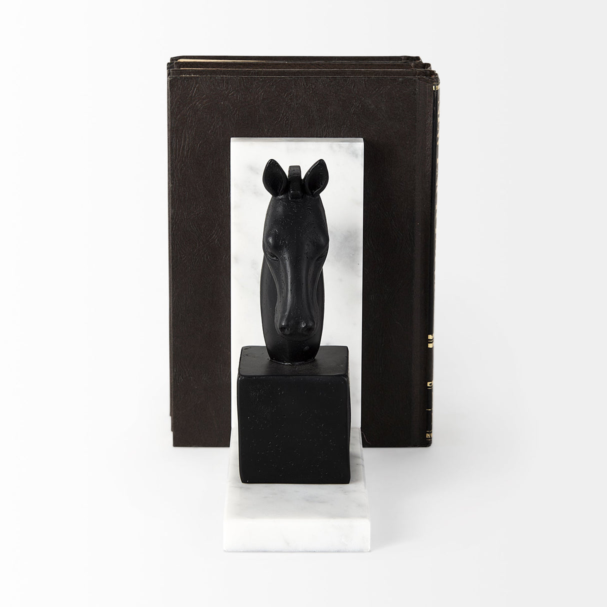 Hidalgo (Set of 2) 14L x 3W Black Majestic Horse Bookends by Mercana at Eve Furniture