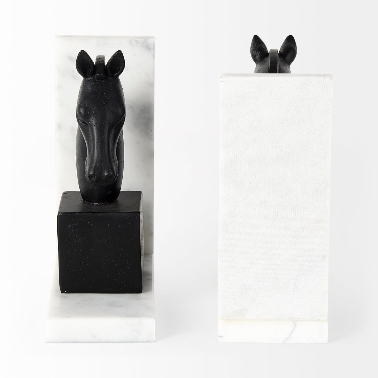 Hidalgo (Set of 2) 14L x 3W Black Majestic Horse Bookends by Mercana at Eve Furniture