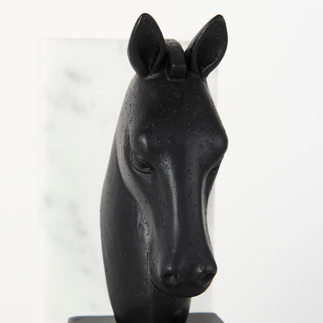 Hidalgo (Set of 2) Black Majestic Horse Bookends by Mercana at Eve Furniture