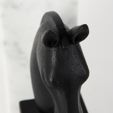 Hidalgo (Set of 2) Black Majestic Horse Bookends by Mercana at Eve Furniture