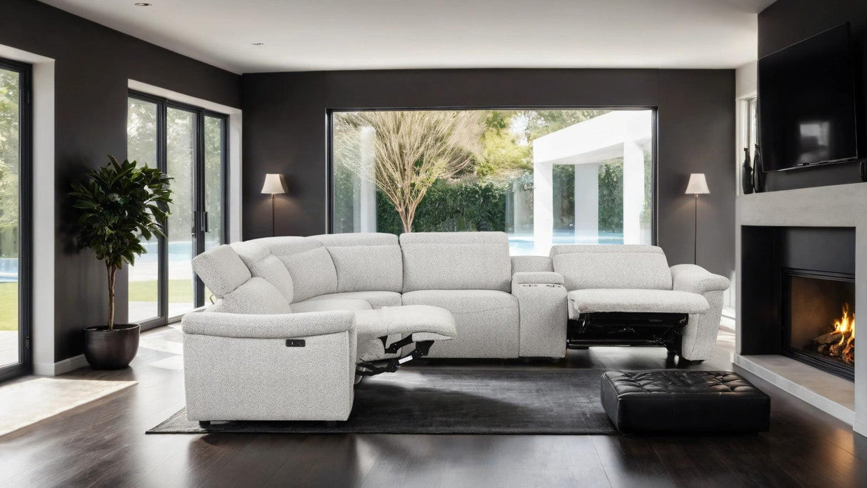 Hieronimus Light Gray Power Reclining Sectional by Furniture of America at Eve Furniture