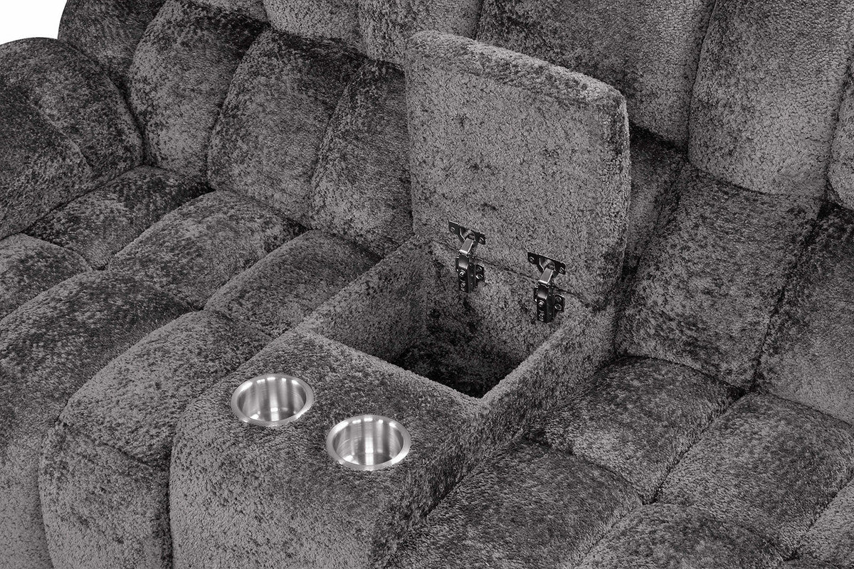 Hieronymus Dark Gray Manual Sofa & Loveseat by Furniture of America at Eve Furniture