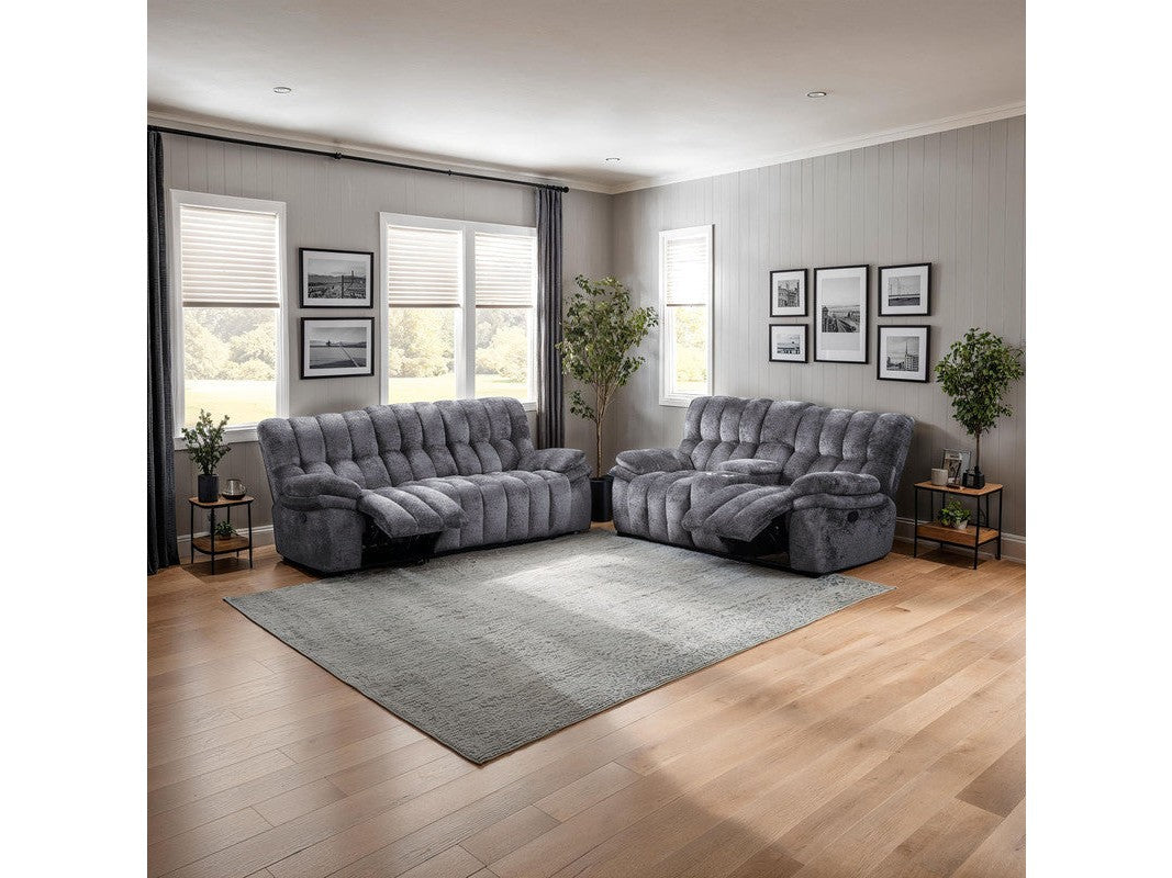 Hieronymus Dark Gray Manual Sofa & Loveseat by Furniture of America at Eve Furniture