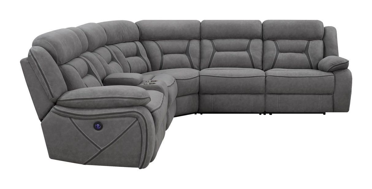 Higgins Gray 4-Piece Upholstered Power Sectional by Coaster at Eve Furniture