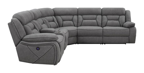 Higgins Gray 4-Piece Upholstered Power Sectional by Coaster at Eve Furniture