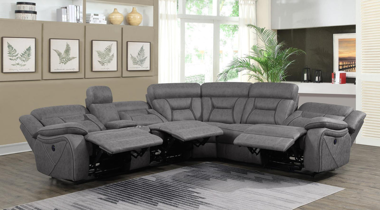 Higgins Gray 4-Piece Upholstered Power Sectional by Coaster at Eve Furniture