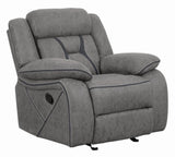 Higgins Gray Overstuffed Upholstered Glider Recliner by Coaster at Eve Furniture