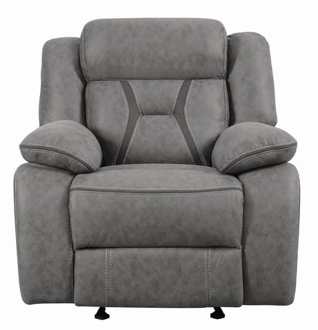 Higgins Gray Overstuffed Upholstered Glider Recliner by Coaster at Eve Furniture