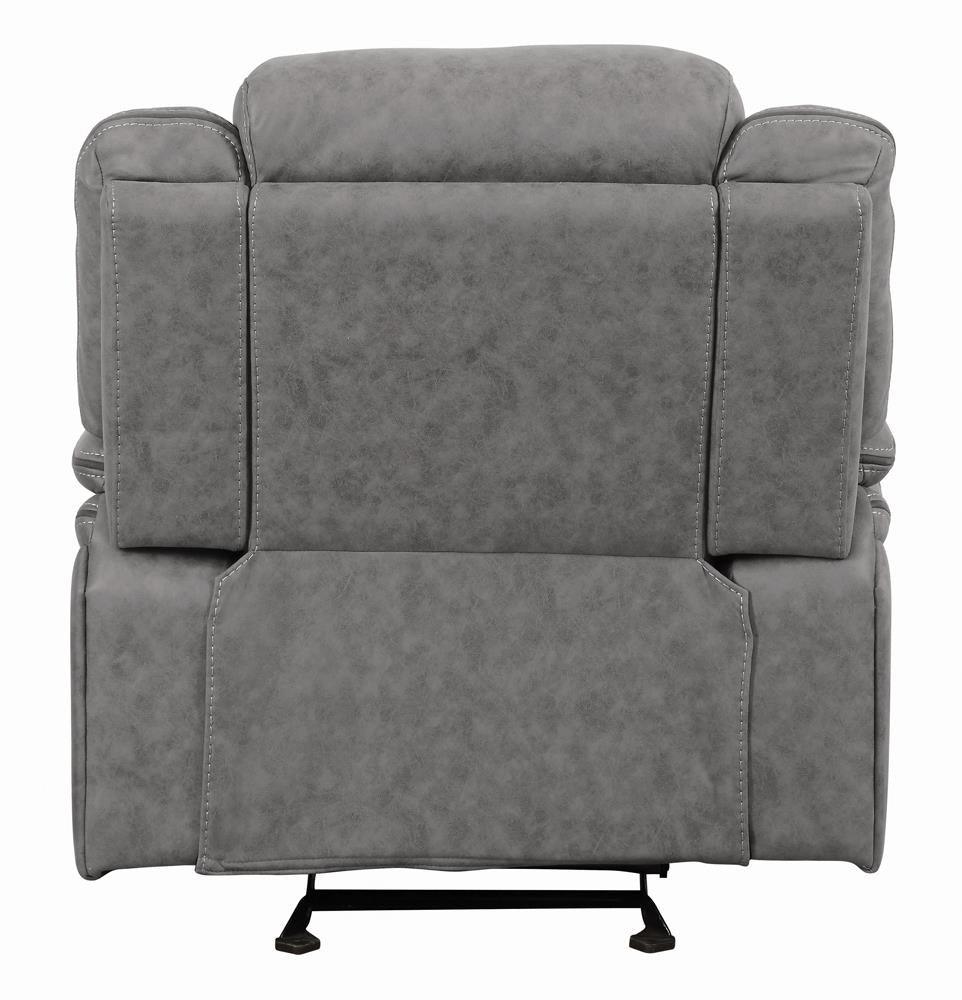 Higgins Gray Overstuffed Upholstered Glider Recliner by Coaster at Eve Furniture
