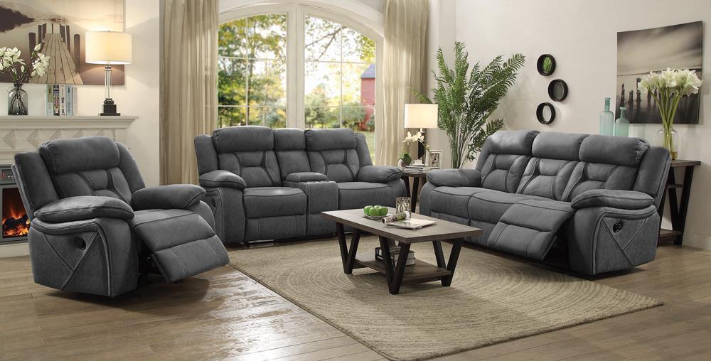 Higgins Gray Overstuffed Upholstered Glider Recliner by Coaster at Eve Furniture