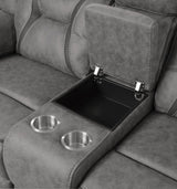 Higgins Gray Pillow Top Arm Motion Loveseat with Console by Coaster at Eve Furniture