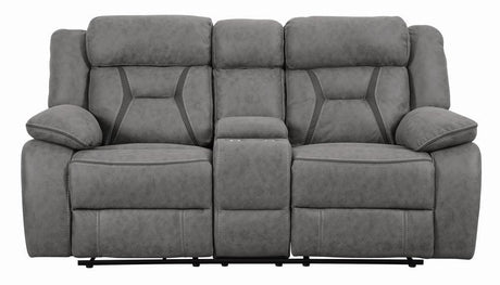 Higgins Gray Pillow Top Arm Motion Loveseat with Console by Coaster at Eve Furniture