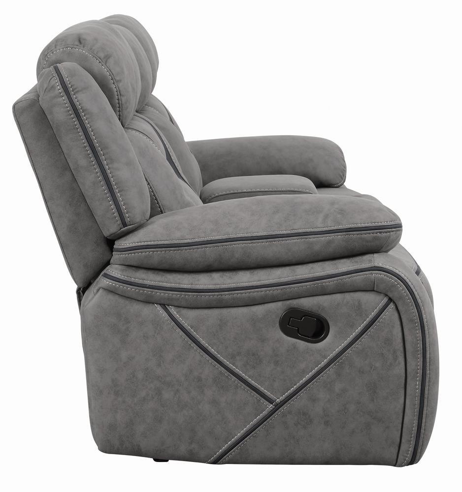 Higgins Gray Pillow Top Arm Motion Loveseat with Console by Coaster at Eve Furniture