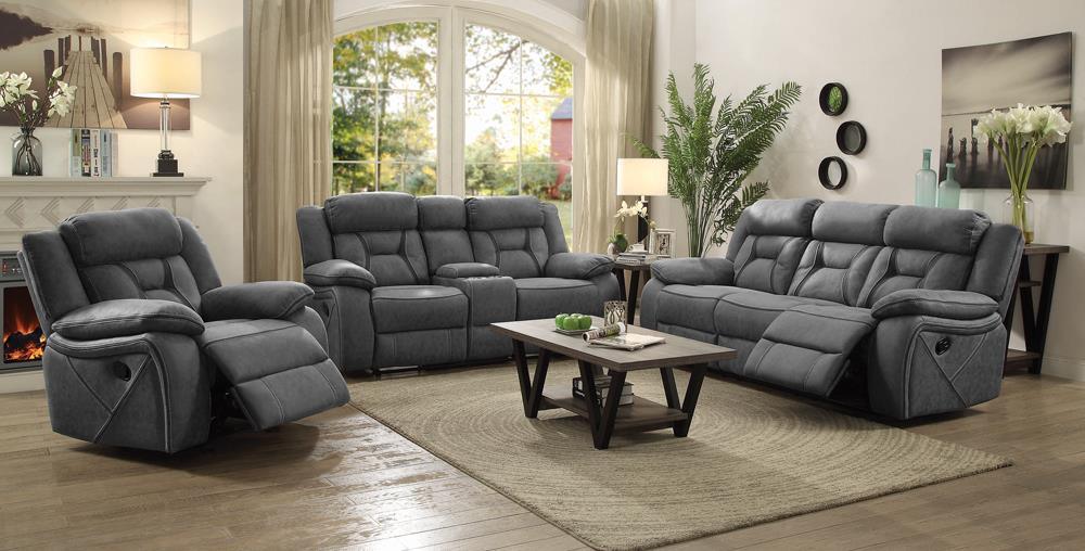 Higgins Gray Pillow Top Arm Motion Loveseat with Console by Coaster at Eve Furniture