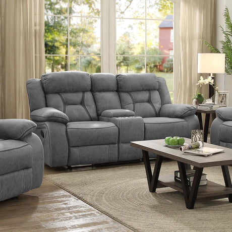 Higgins Gray Pillow Top Arm Motion Loveseat with Console by Coaster at Eve Furniture