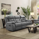 Higgins Gray Pillow Top Arm Upholstered Motion Sofa by Coaster at Eve Furniture