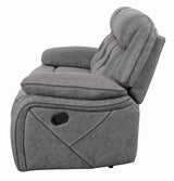 Higgins Gray Pillow Top Arm Upholstered Motion Sofa by Coaster at Eve Furniture