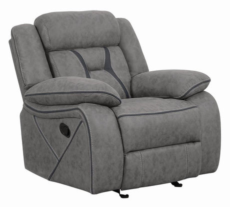 Higgins Gray Upholstered Tufted Reclining Living Room Set by Coaster at Eve Furniture