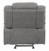 Higgins Gray Upholstered Tufted Reclining Living Room Set by Coaster at Eve Furniture