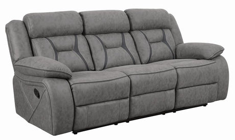 Higgins Gray Upholstered Tufted Reclining Living Room Set by Coaster at Eve Furniture