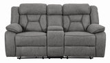 Higgins Gray Upholstered Tufted Reclining Living Room Set by Coaster at Eve Furniture