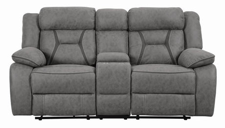 Higgins Gray Upholstered Tufted Reclining Living Room Set by Coaster at Eve Furniture
