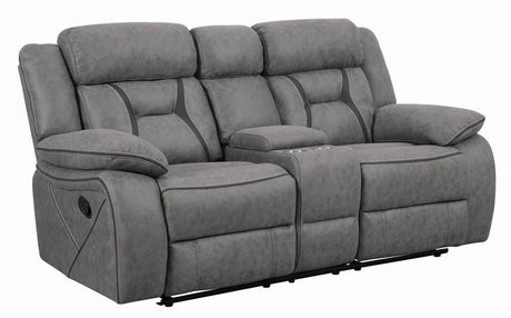 Higgins Gray Upholstered Tufted Reclining Living Room Set by Coaster at Eve Furniture