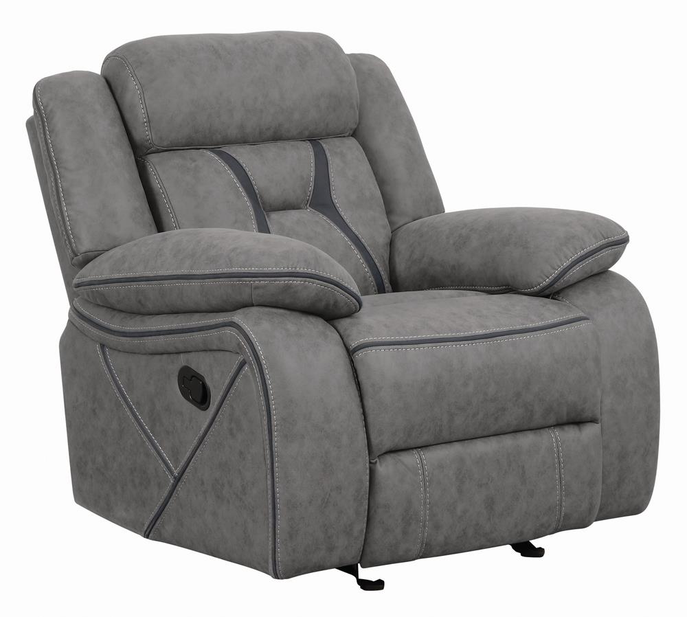 Higgins Overstuffed Upholstered Glider Recliner Gray