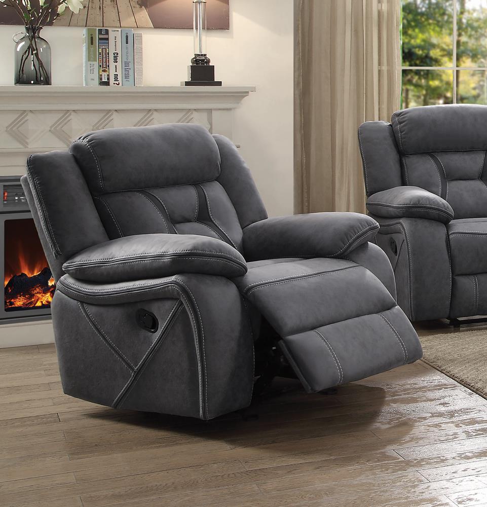 Higgins Overstuffed Upholstered Glider Recliner Gray