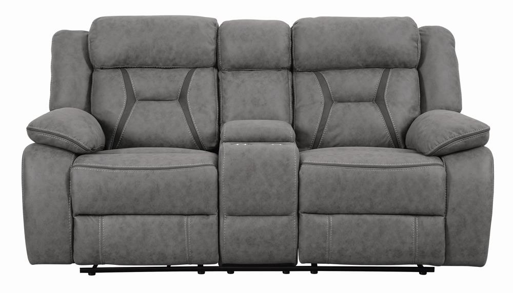 Higgins Pillow Top Arm Motion Loveseat with Console Gray