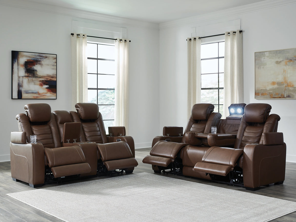 High Impact Tobacco Power Reclining Living Room Set