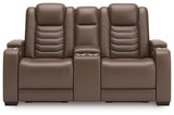 High Impact Tobacco Power Reclining Loveseat with Console