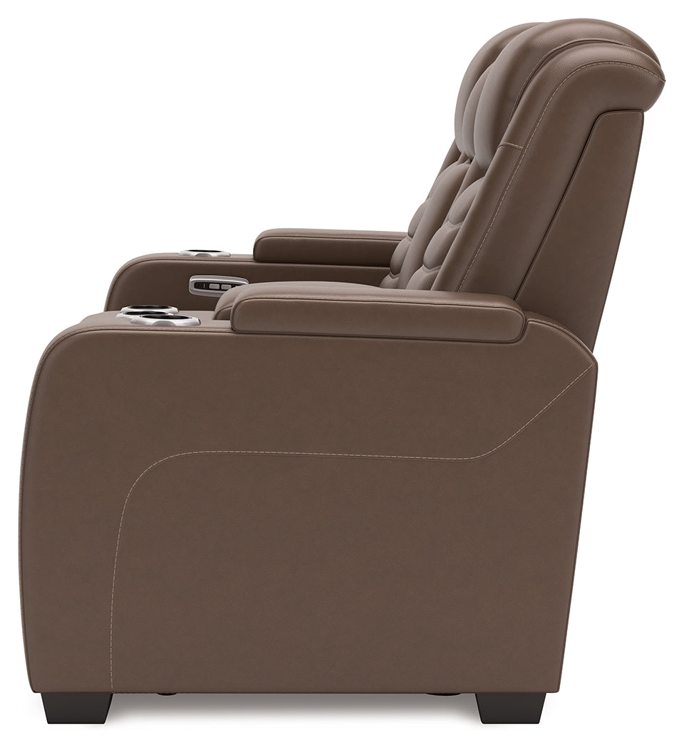 High Impact Tobacco Power Reclining Loveseat with Console