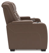 High Impact Tobacco Power Reclining Loveseat with Console