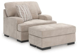 High Profile Taupe  Chair and Ottoman