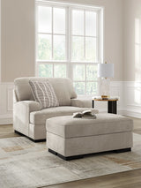 High Profile Taupe  Chair and Ottoman