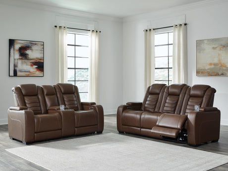[Hot Buy] High Impact Tobacco Power Reclining Sofa & Loveseat by Ashley at Eve Furniture