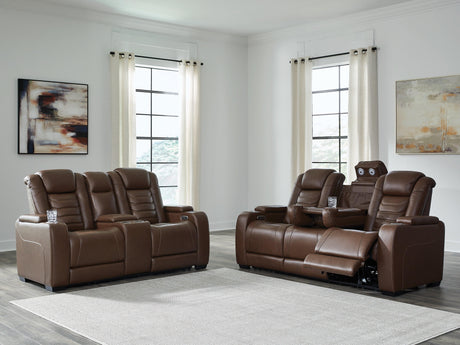 [Hot Buy] High Impact Tobacco Power Reclining Sofa & Loveseat by Ashley at Eve Furniture