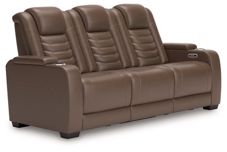 [Hot Buy] High Impact Tobacco Power Reclining Sofa with ADJ Headrest by Ashley at Eve Furniture
