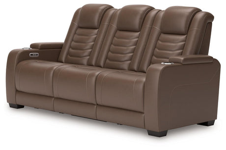 [Hot Buy] High Impact Tobacco Power Reclining Sofa with ADJ Headrest by Ashley at Eve Furniture