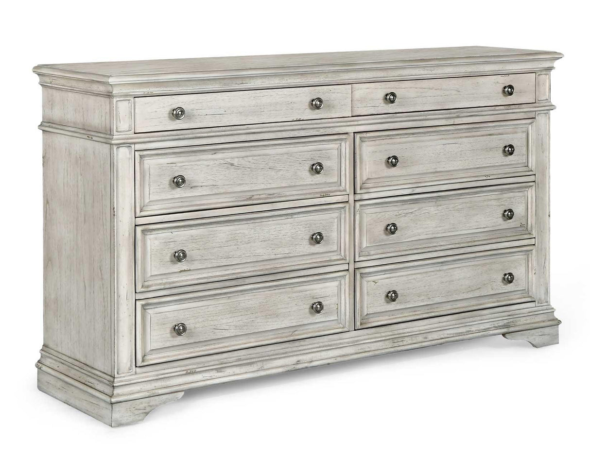 Highland Park Cathedral White Dresser and Mirror by Steve Silver at Eve Furniture