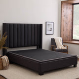 Highrise Charcoal Twin Thin Deck Upholstered Platform Bed Frame by Malouf at Eve Furniture