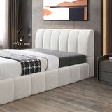 Hilar Mid-Century Modern White Boucle Platform Bed King