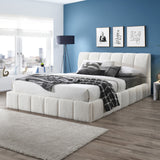 Hilar White Boucle Platform Bed King Size by Ashcroft Furniture at Eve Furniture