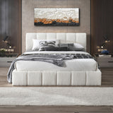 Hilar White Boucle Platform Bed King Size by Ashcroft Furniture at Eve Furniture