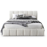 Hilar White Boucle Platform Bed King Size by Ashcroft Furniture at Eve Furniture