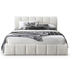 Hilar White Boucle Platform Bed King Size by Ashcroft Furniture at Eve Furniture