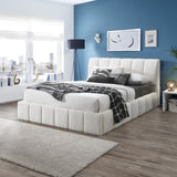 Hilar White Boucle Platform Bed Queen Size by Ashcroft Furniture at Eve Furniture